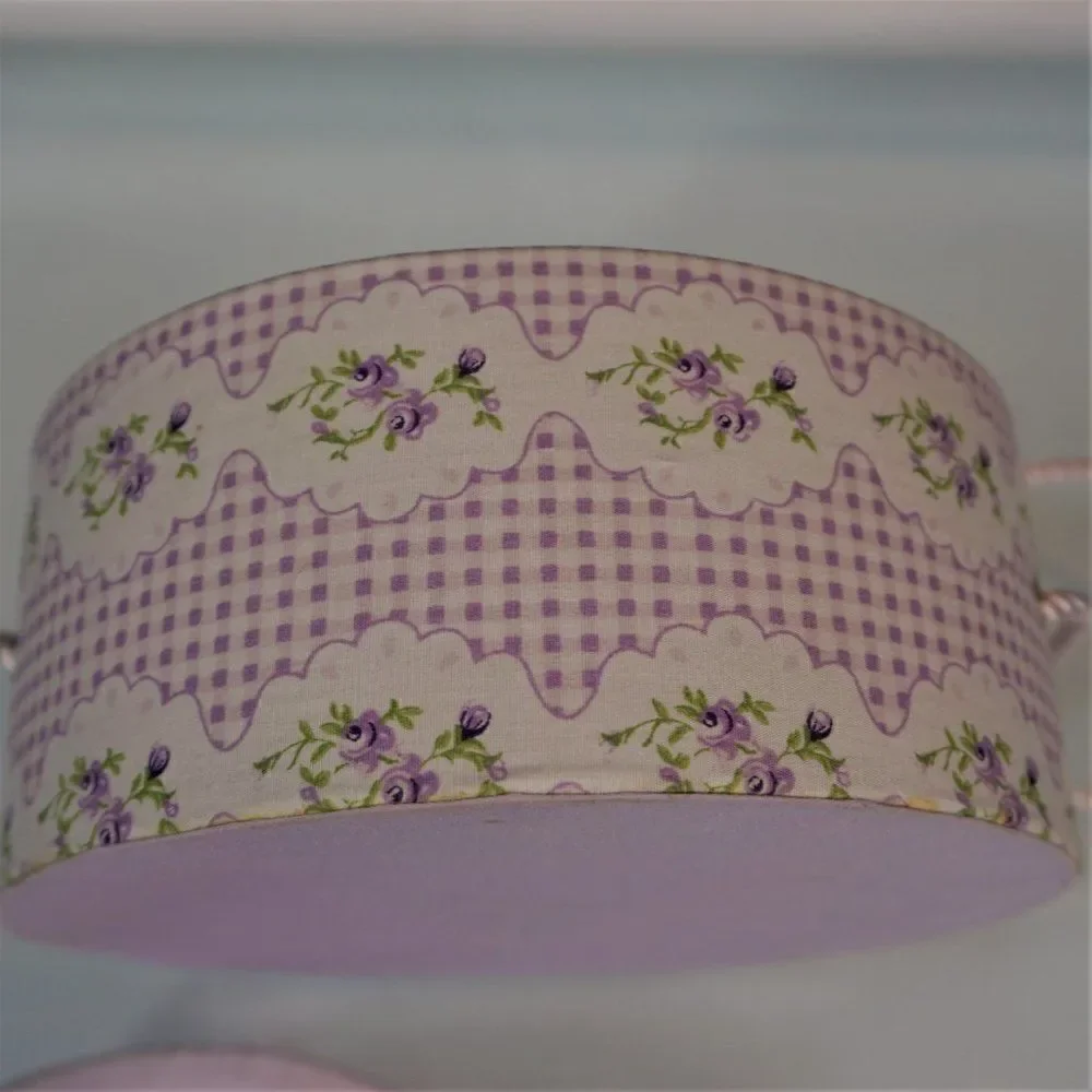Vintage Decorative Gift Box Floral Lavender Round Keepsake Box Faux Flowers Lid